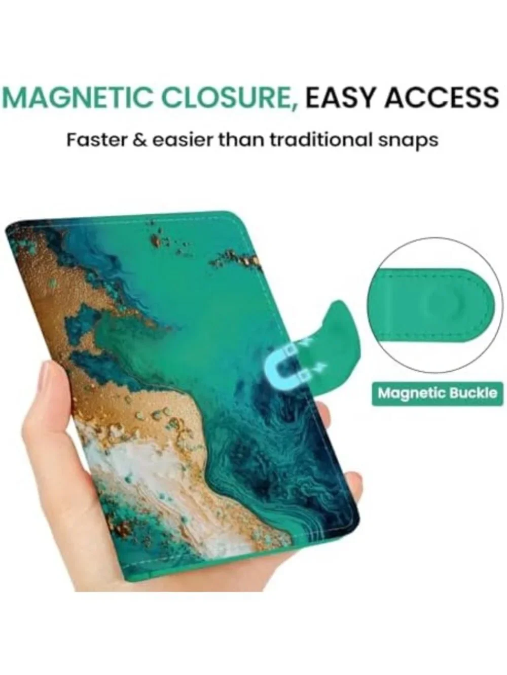 RFID Blocking Travel Passport Holder Wallet with Magnetic Closure - Secure